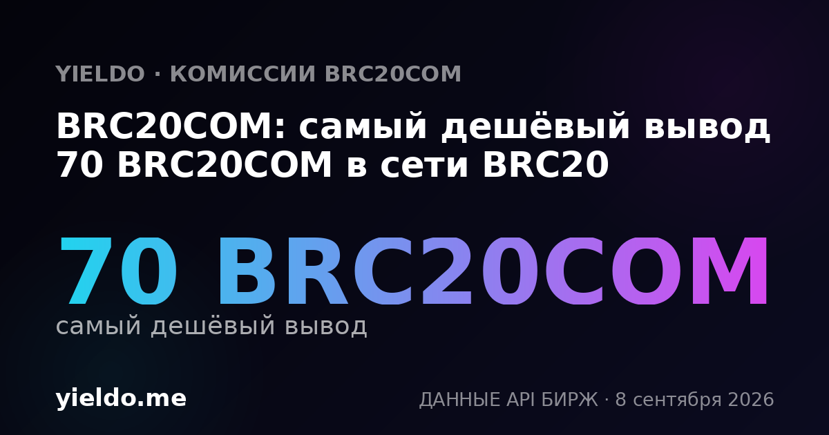 BRC20COM: самый дешёвый вывод 70 BRC20COM в сети BRC20