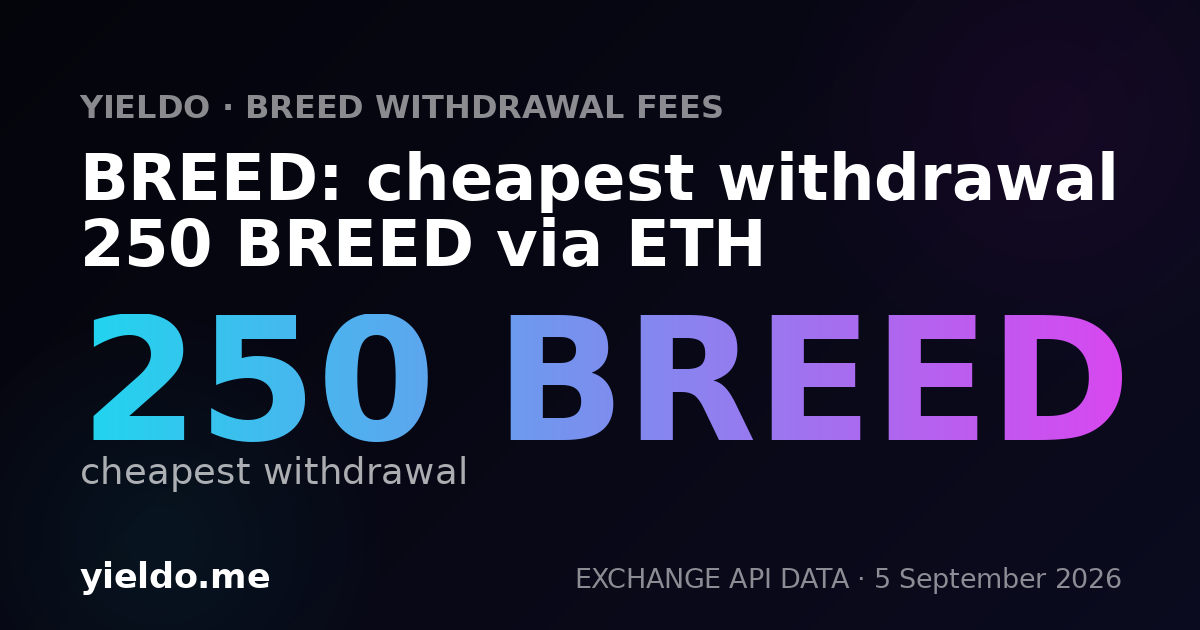 BREED: cheapest withdrawal 250 BREED via ETH