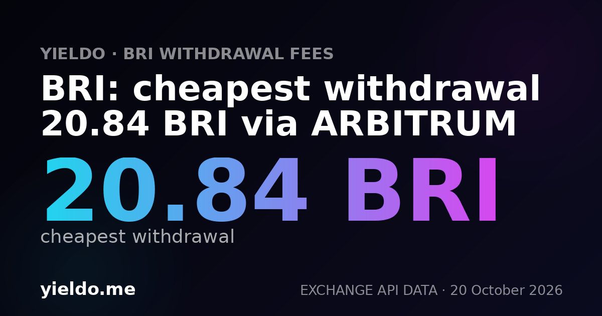 BRI: cheapest withdrawal 20.84 BRI via ARBITRUM