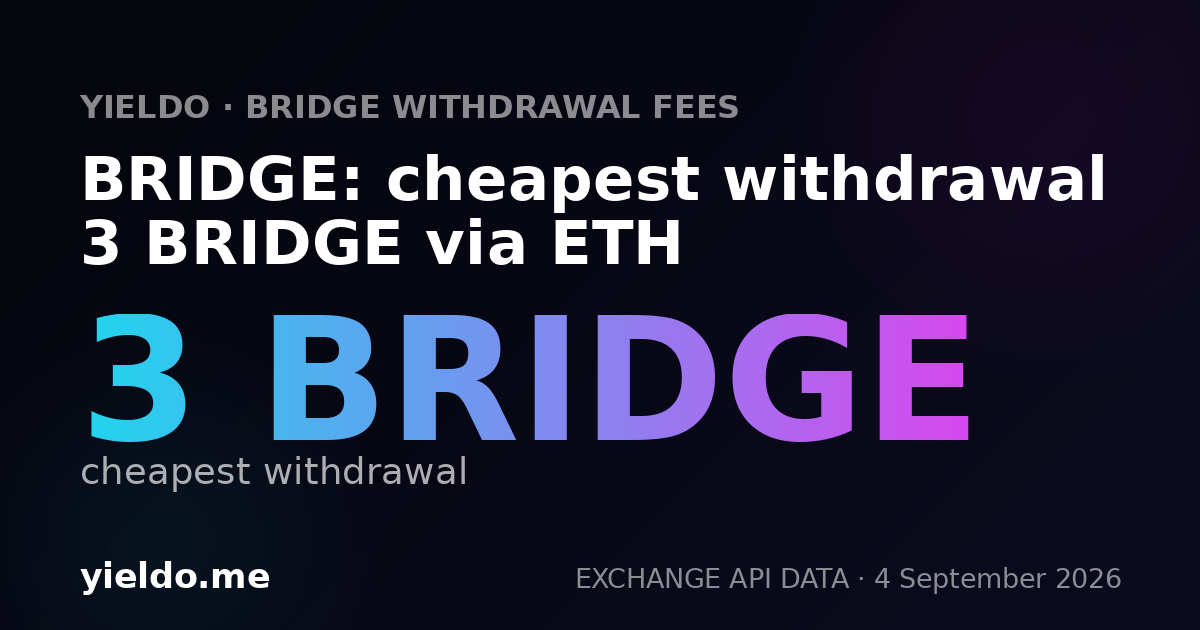BRIDGE: cheapest withdrawal 3 BRIDGE via ETH
