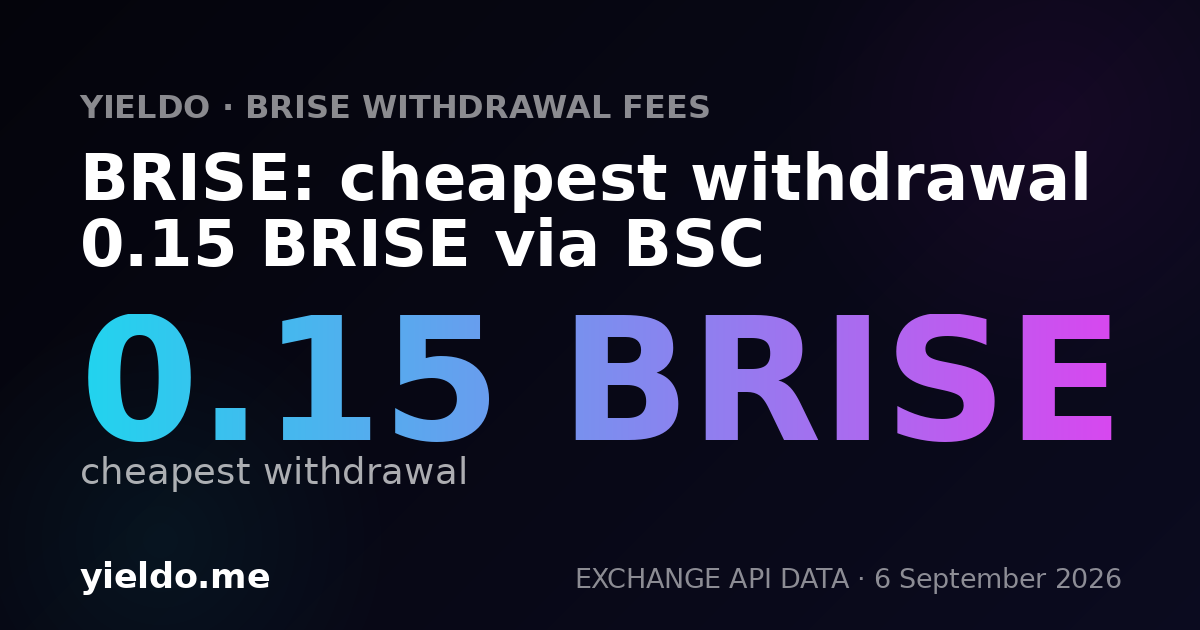 BRISE: cheapest withdrawal 0.15 BRISE via BSC