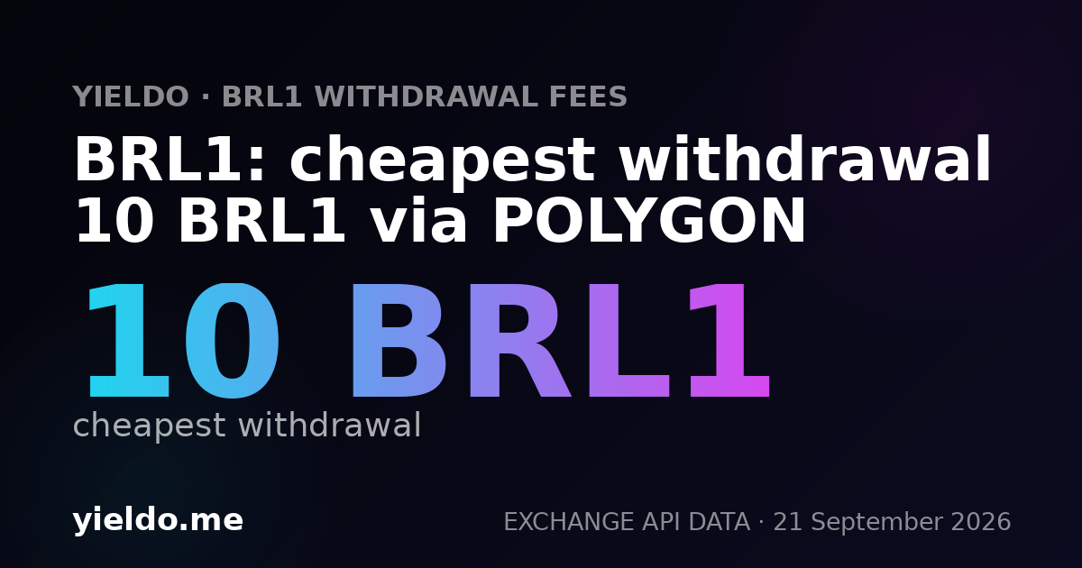 BRL1: cheapest withdrawal 10 BRL1 via POLYGON