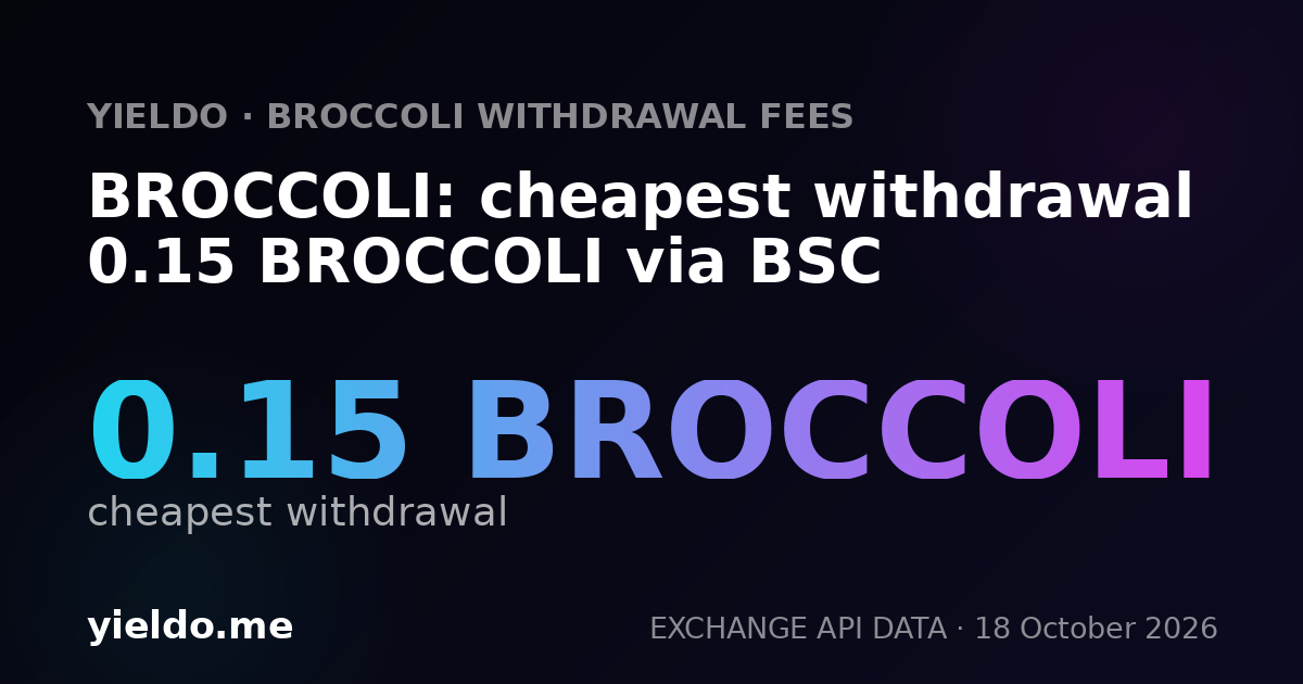 BROCCOLI: cheapest withdrawal 0.15 BROCCOLI via BSC