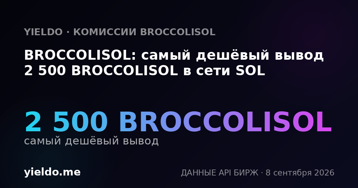 BROCCOLISOL: самый дешёвый вывод 2 500 BROCCOLISOL в сети SOL