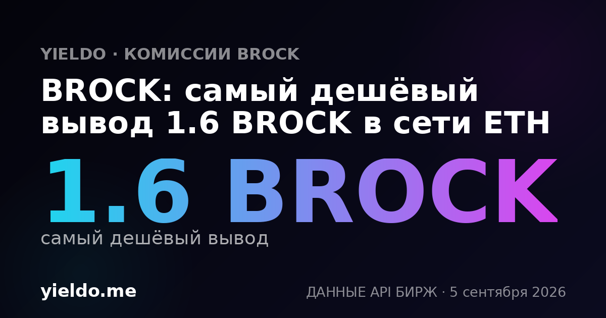 BROCK: самый дешёвый вывод 1.6 BROCK в сети ETH
