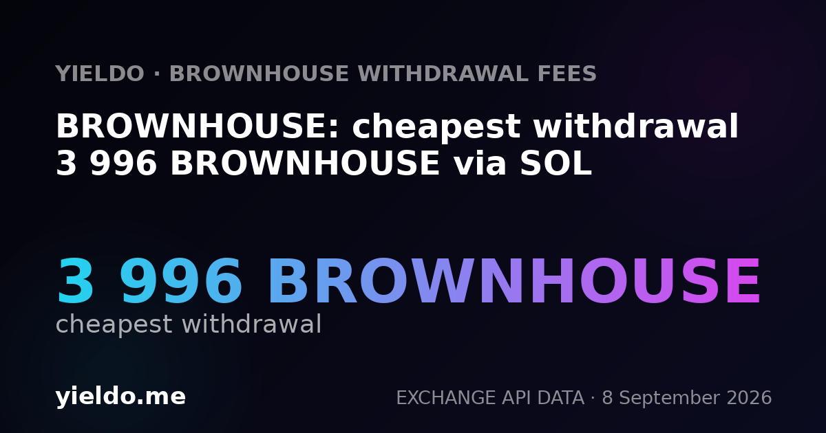 BROWNHOUSE: cheapest withdrawal 3 996 BROWNHOUSE via SOL
