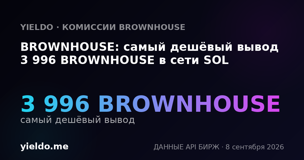 BROWNHOUSE: самый дешёвый вывод 3 996 BROWNHOUSE в сети SOL