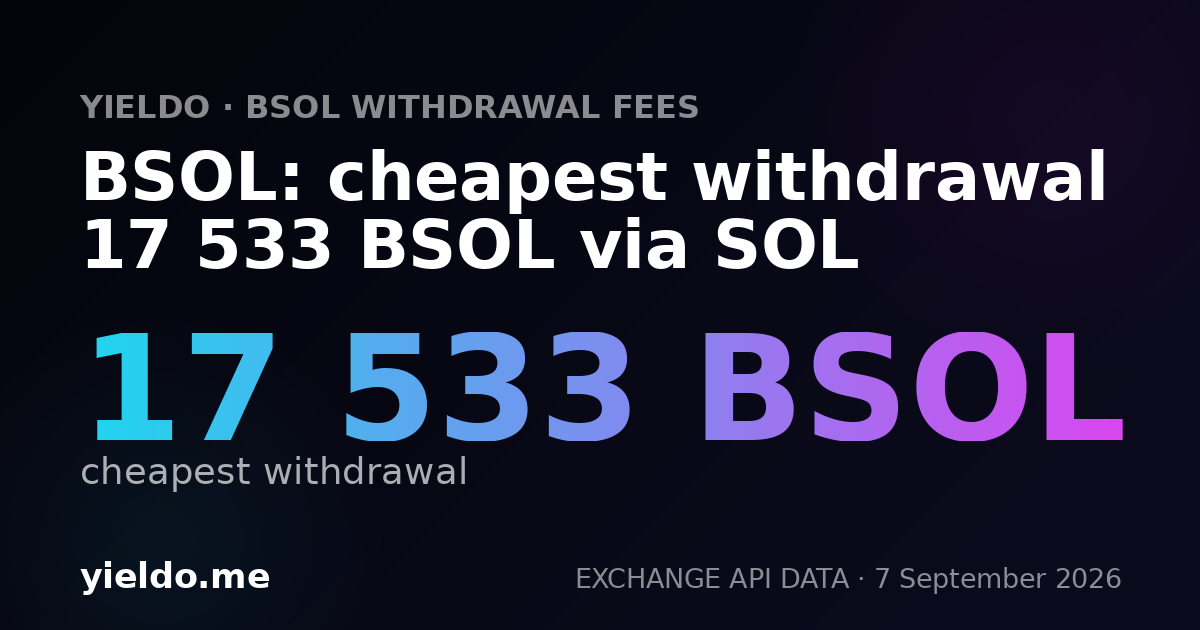 BSOL: cheapest withdrawal 17 533 BSOL via SOL