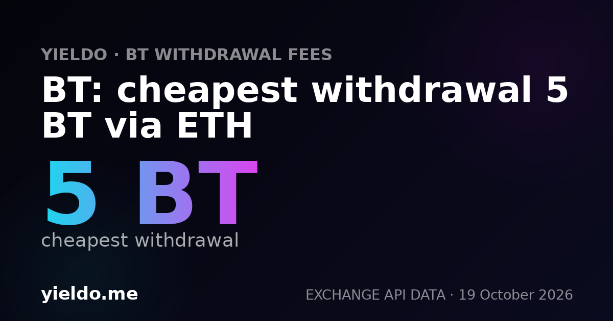 BT: cheapest withdrawal 5 BT via ETH