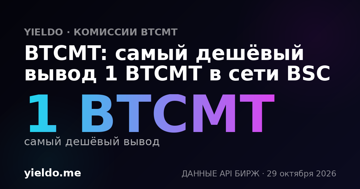 BTCMT: самый дешёвый вывод 1 BTCMT в сети BSC