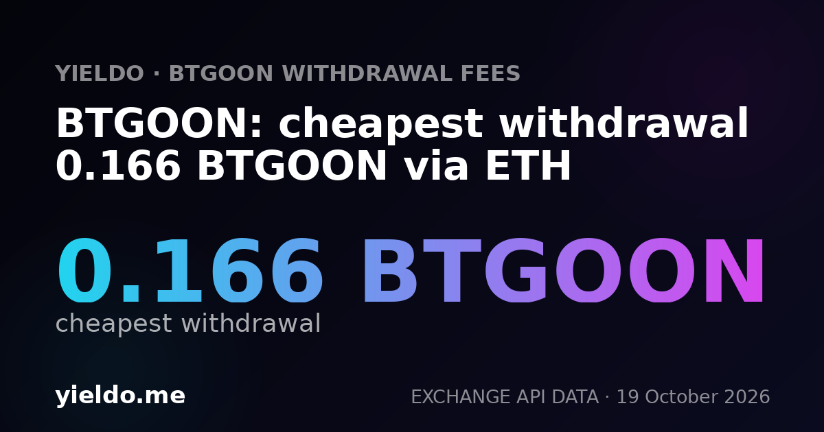 BTGOON: cheapest withdrawal 0.166 BTGOON via ETH