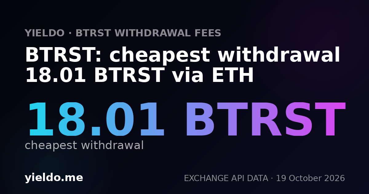 BTRST: cheapest withdrawal 18.01 BTRST via ETH
