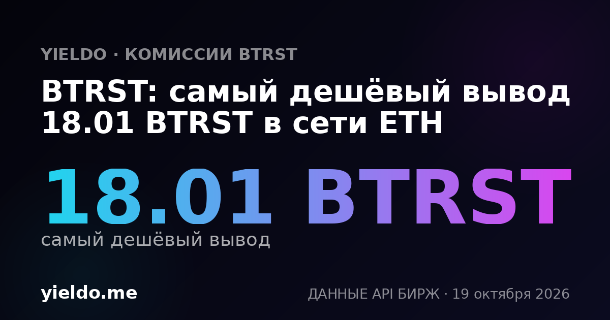 BTRST: самый дешёвый вывод 18.01 BTRST в сети ETH
