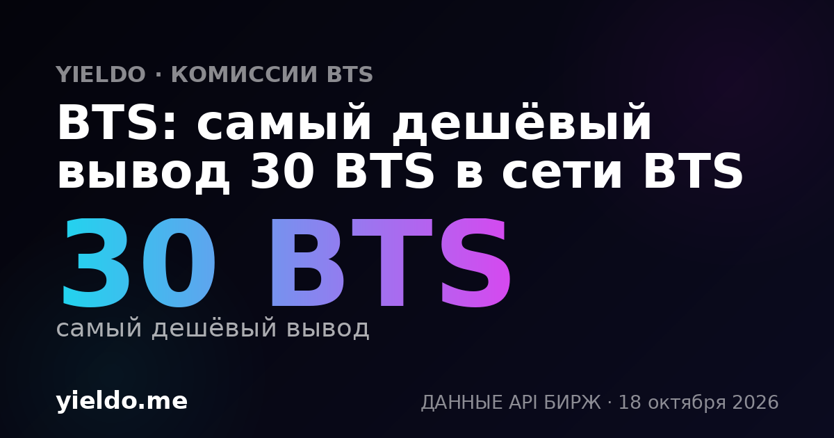 BTS: самый дешёвый вывод 30 BTS в сети BTS