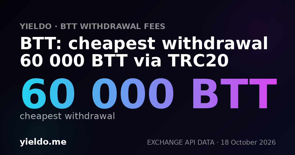 BTT: cheapest withdrawal 60 000 BTT via TRC20