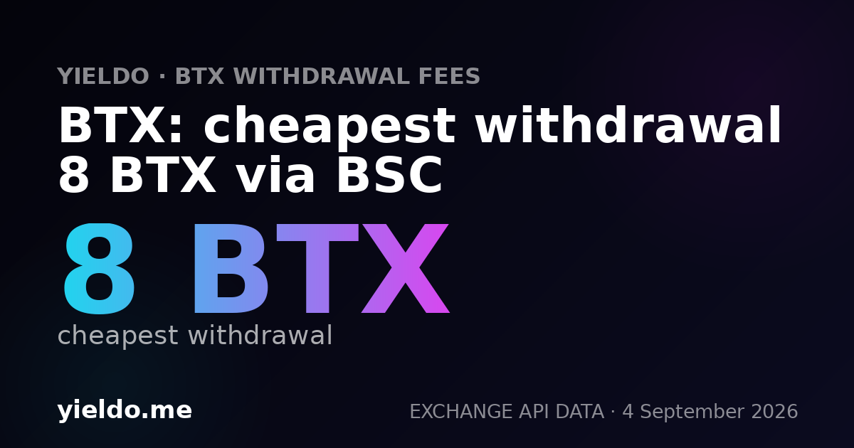 BTX: cheapest withdrawal 8 BTX via BSC