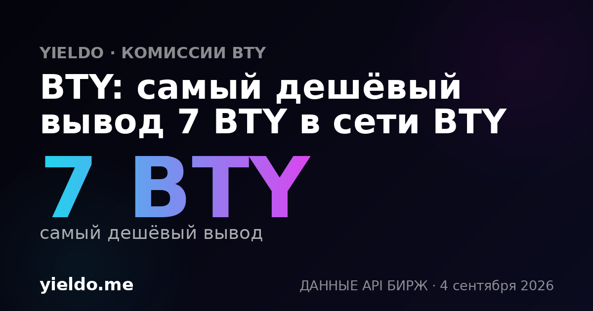 BTY: самый дешёвый вывод 7 BTY в сети BTY