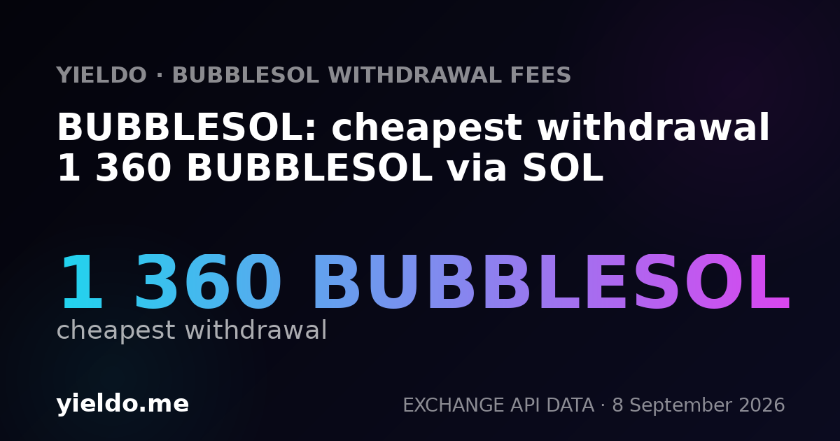 BUBBLESOL: cheapest withdrawal 1 360 BUBBLESOL via SOL