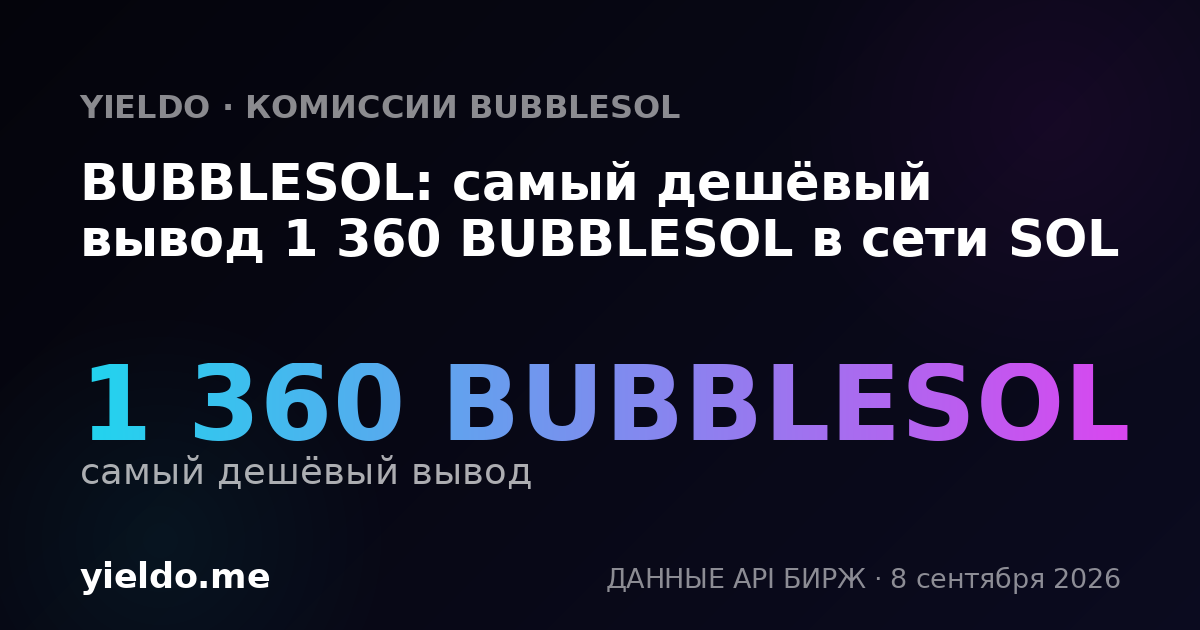 BUBBLESOL: самый дешёвый вывод 1 360 BUBBLESOL в сети SOL