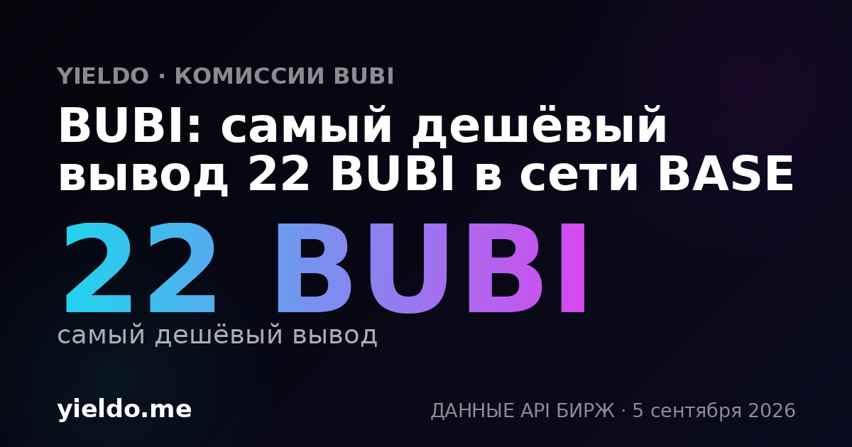 BUBI: самый дешёвый вывод 22 BUBI в сети BASE