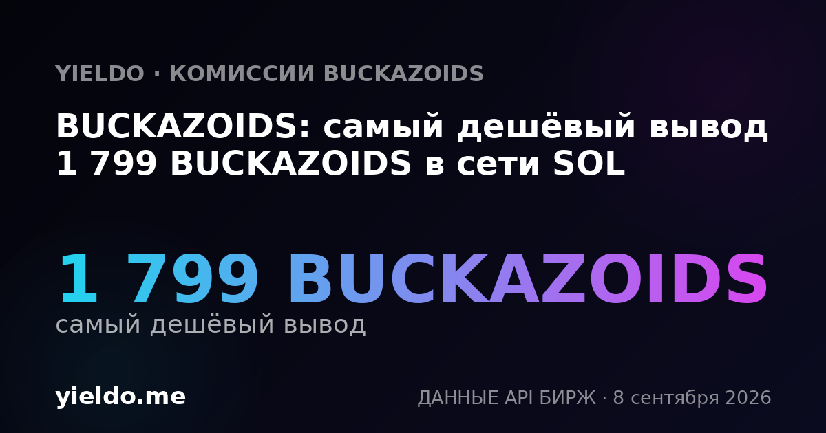 BUCKAZOIDS: самый дешёвый вывод 1 799 BUCKAZOIDS в сети SOL