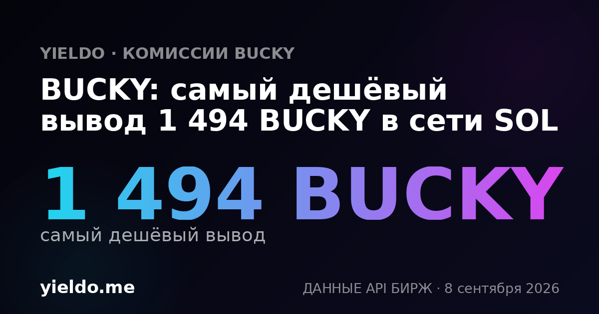 BUCKY: самый дешёвый вывод 1 494 BUCKY в сети SOL
