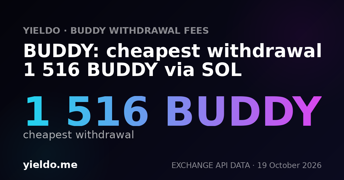 BUDDY: cheapest withdrawal 1 516 BUDDY via SOL