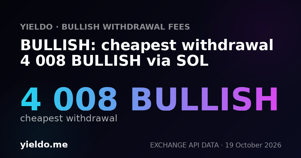 BULLISH: cheapest withdrawal 4 008 BULLISH via SOL