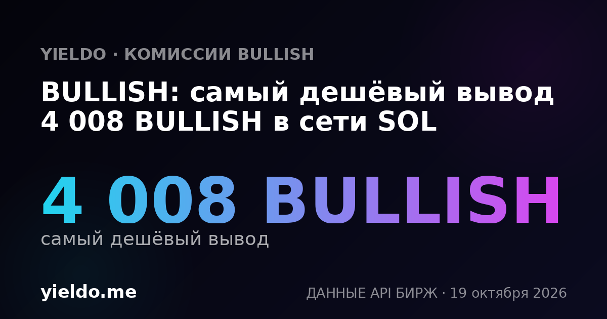 BULLISH: самый дешёвый вывод 4 008 BULLISH в сети SOL