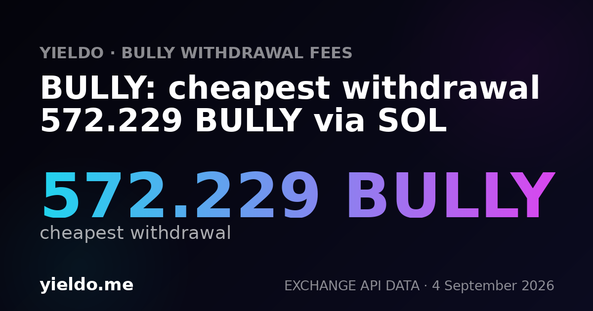BULLY: cheapest withdrawal 572.229 BULLY via SOL