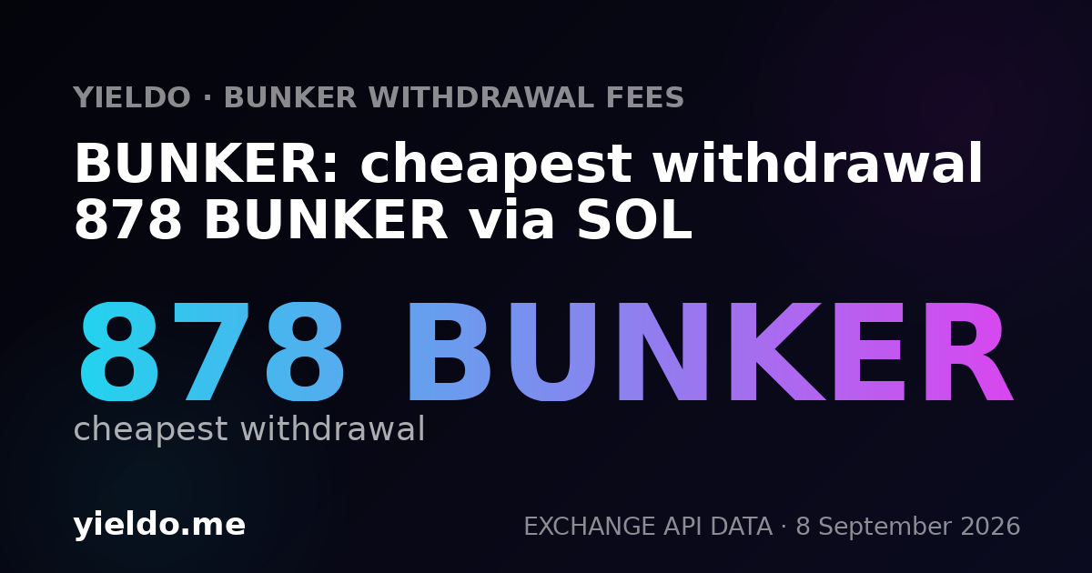 BUNKER: cheapest withdrawal 878 BUNKER via SOL