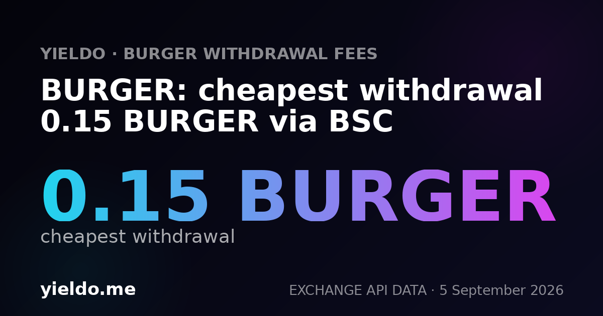 BURGER: cheapest withdrawal 0.15 BURGER via BSC