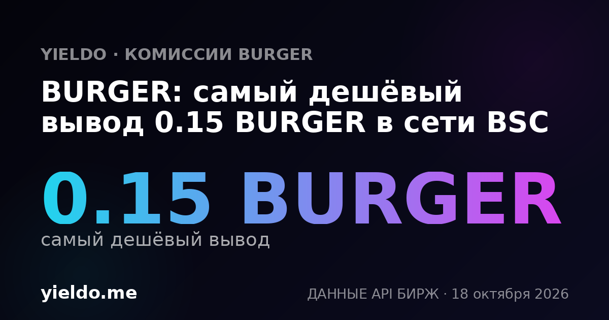 BURGER: самый дешёвый вывод 0.15 BURGER в сети BSC