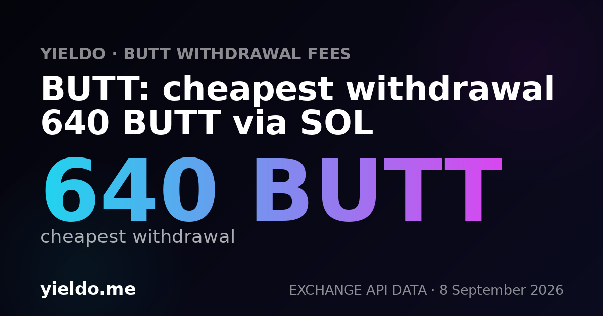 BUTT: cheapest withdrawal 600 BUTT via SOL
