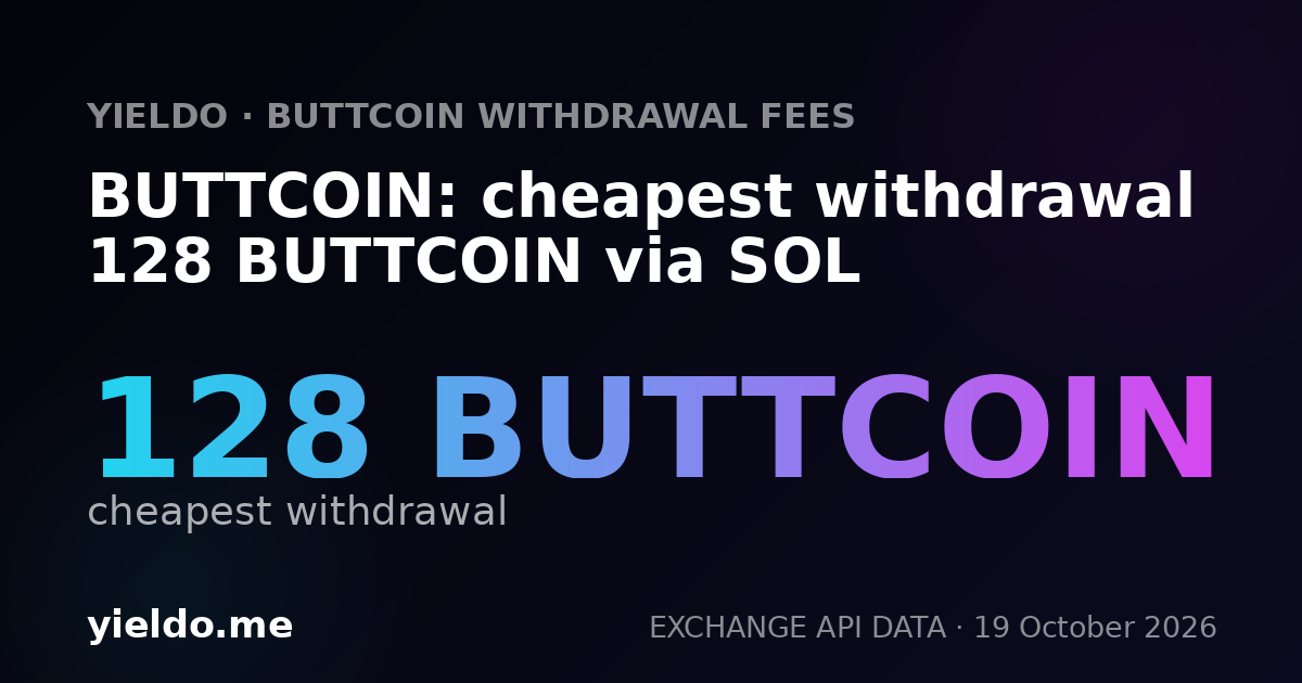 BUTTCOIN: cheapest withdrawal 128 BUTTCOIN via SOL