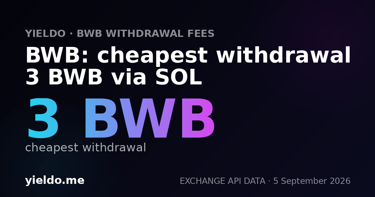 BWB: cheapest withdrawal 3 BWB via SOL