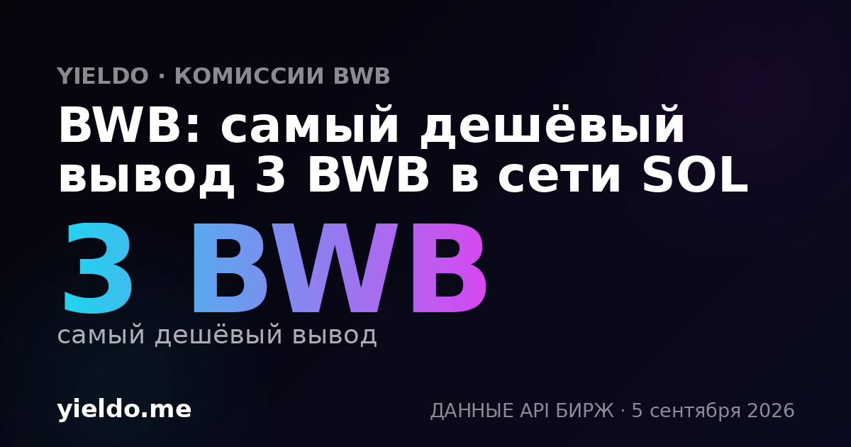 BWB: самый дешёвый вывод 3 BWB в сети SOL