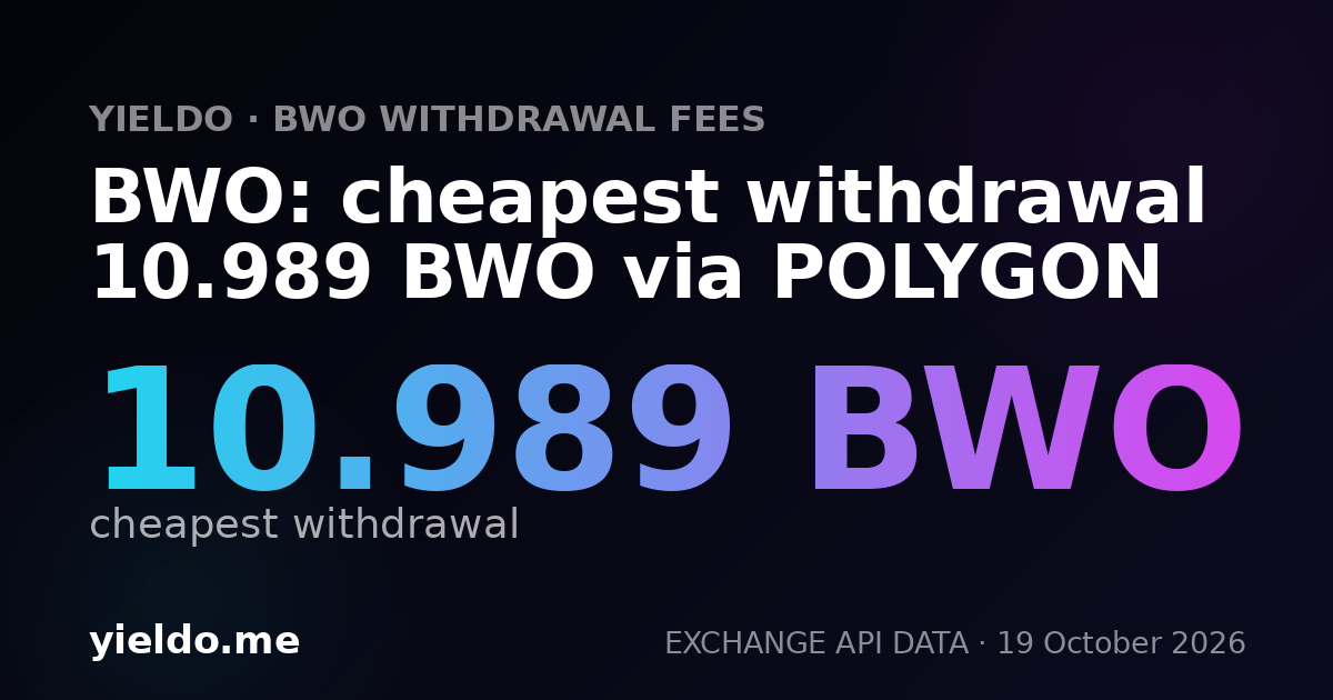 BWO: cheapest withdrawal 10.989 BWO via POLYGON