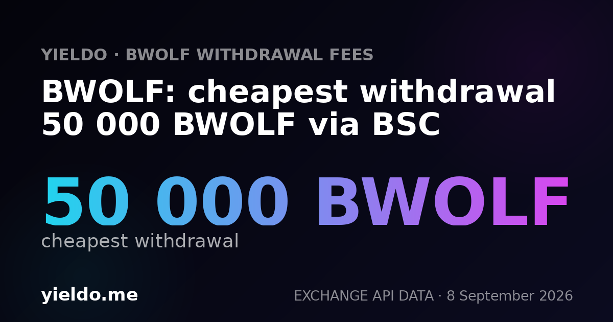 BWOLF: cheapest withdrawal 50 000 BWOLF via BSC