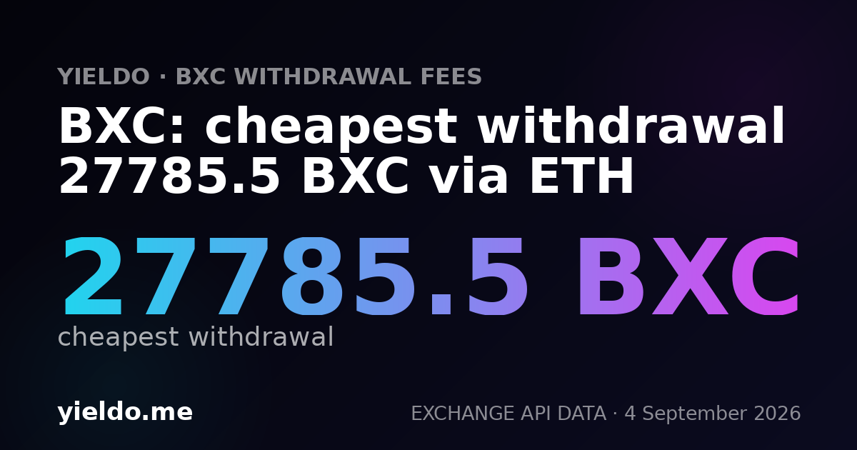 BXC: cheapest withdrawal 27785.5 BXC via ETH