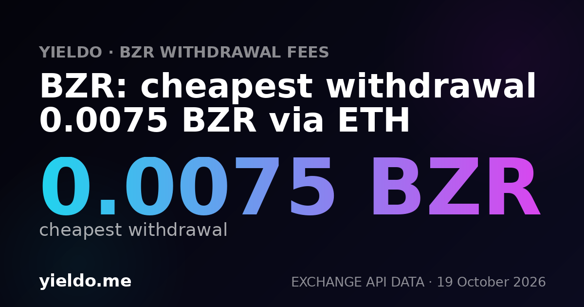 BZR: cheapest withdrawal 0.0075 BZR via ETH