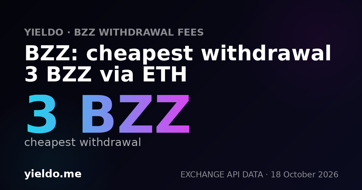 BZZ: cheapest withdrawal 3 BZZ via ETH