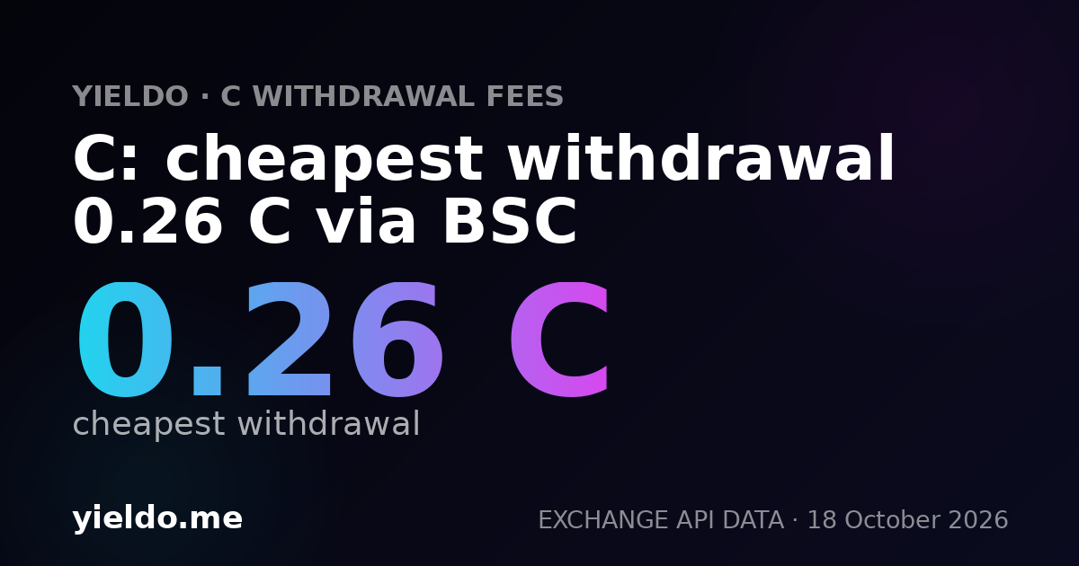 C: cheapest withdrawal 0.26 C via BSC