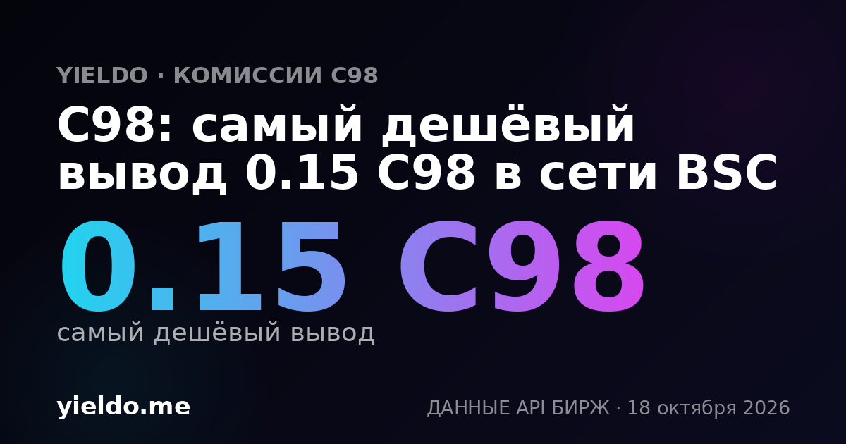C98: самый дешёвый вывод 0.15 C98 в сети BSC