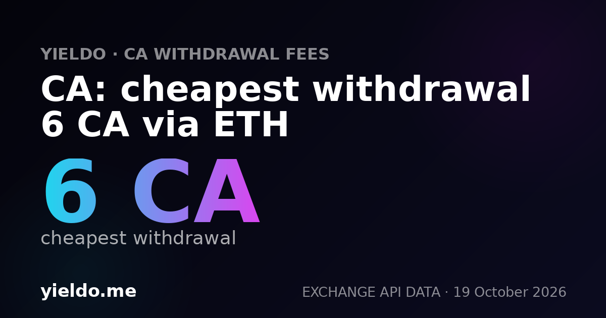 CA: cheapest withdrawal 6 CA via ETH