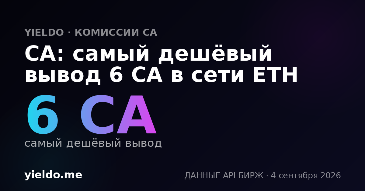 CA: самый дешёвый вывод 6 CA в сети ETH
