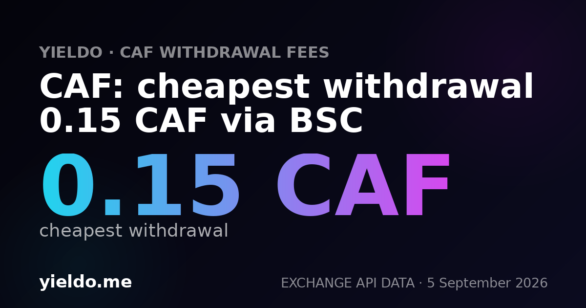 CAF: cheapest withdrawal 0.15 CAF via BSC