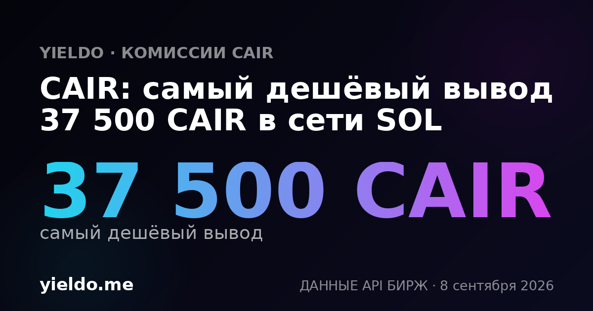 CAIR: самый дешёвый вывод 37 500 CAIR в сети SOL