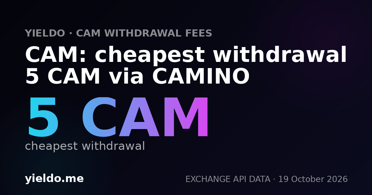 CAM: cheapest withdrawal 5 CAM via CAMINO