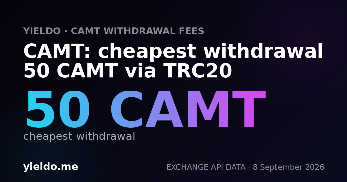 CAMT: cheapest withdrawal 50 CAMT via TRC20